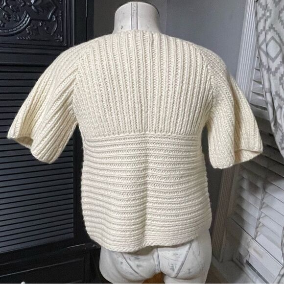 VAMP Vtg Koret Sweater Coat Short Sleeve Cardigan Wool Wood Button Cottagecore S - Picture 3 of 7